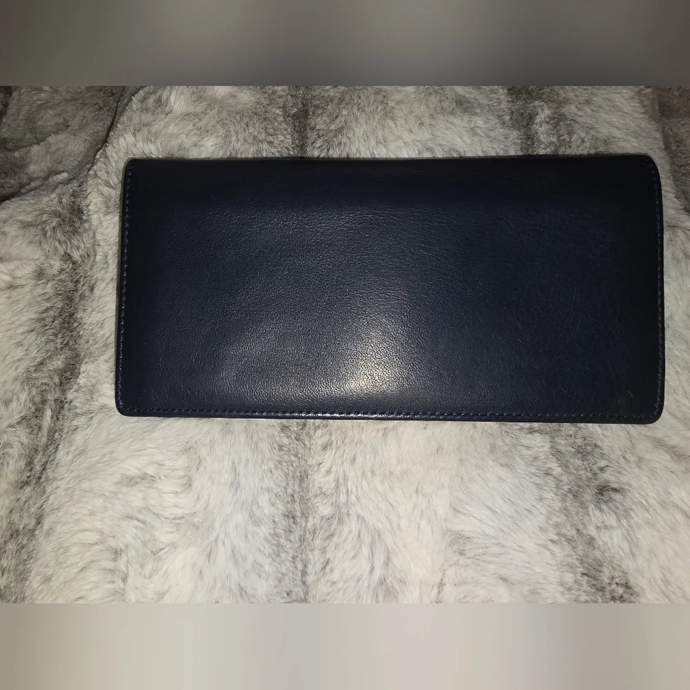 EUC Dior Authentic CD Bifold Navy With Red Leather Long Wallet‎